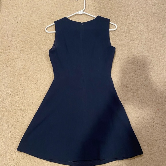 Navy blue A-line dress with key hole by waist - Picture 3 of 4
